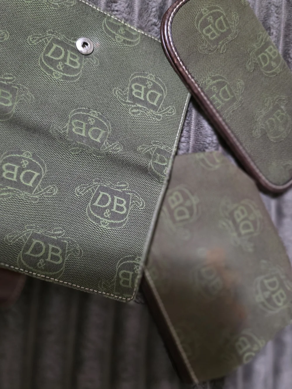 Green Canvas Travel Tote with Brown Leather Trim